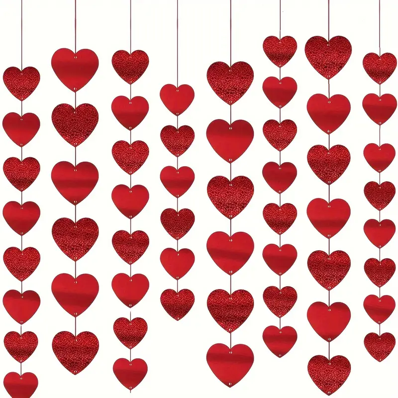 12pcs valentines day heart banner red heart shape y1