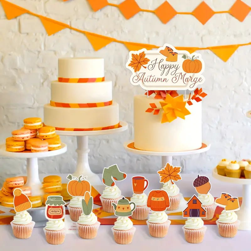 13pcs happy thanksgiving cake topper thankful autumn yythk1