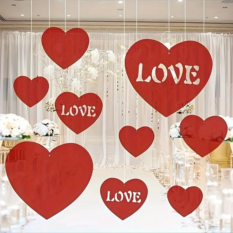 30pcs red hanging valentine heart decoration wedding yythk4