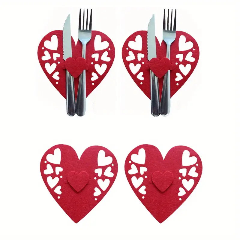 4pcs cutlery bag valentines day love knife fork yyt1
