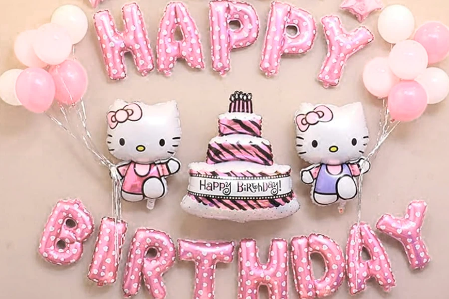 outdoor hello kitty birthday party setup with reinforced banner