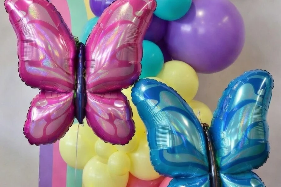 Encanto inspired balloon garland with tropical latex and foil balloons