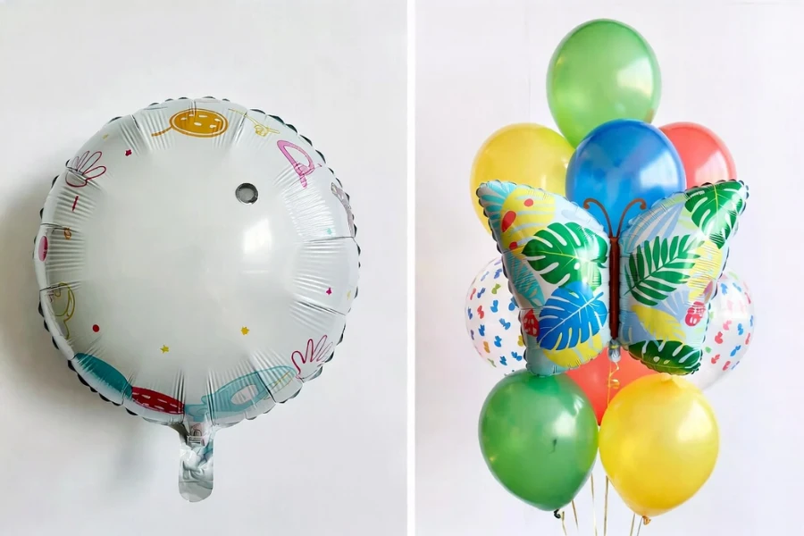 Comparison of licensed character balloon and inspired tropical color balloon kit