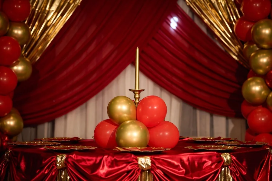 red and gold luxury birthday party decorations color palette inspiration