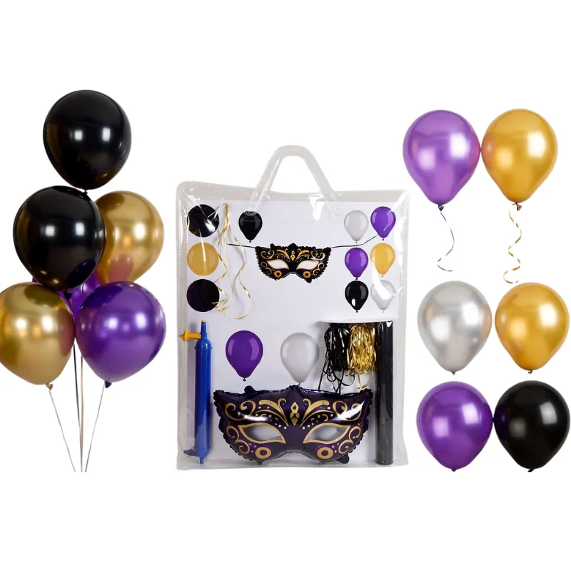 Kits de décoration avec des ballons sur le thème du bal masqué Kits de décoration avec des ballons sur le thème du bal masqué